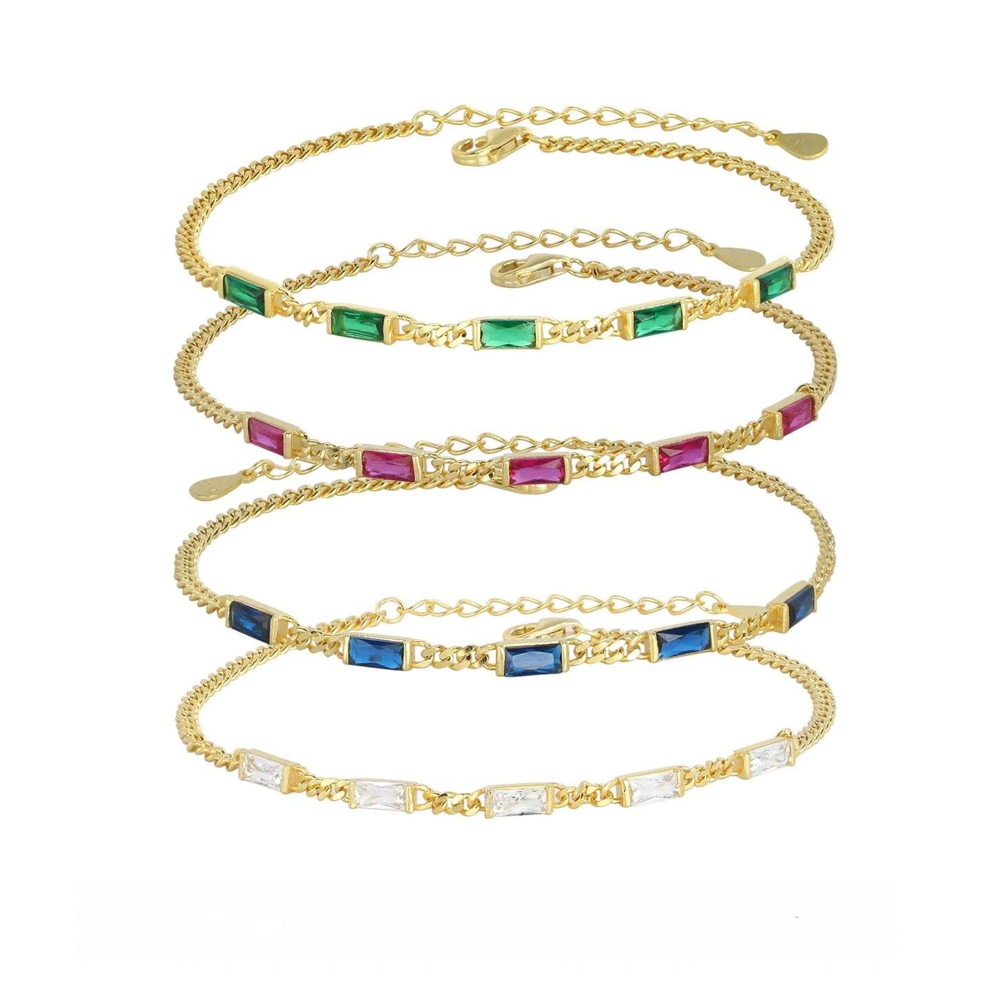 Fashion Jewelry French Style  S925 Sterling Silver Casual Square Zircon Bracelet Women Vintage Silver Chain Bracelet Wholesal