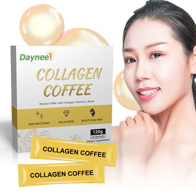 Collagen Protein Coffee Drink Powder Natural Herbal Detox Anti Aging Whitening Coffee Collagen for Skin Lightening