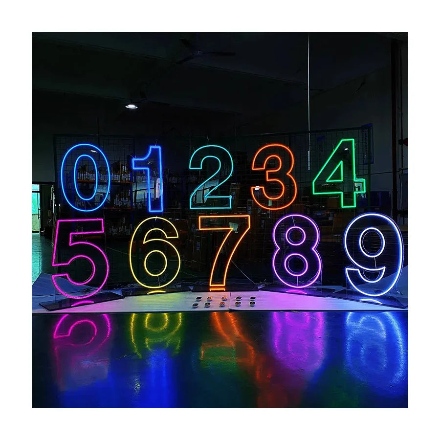 Free Standing Drop Shipping Neon Sign Bedroom Home Family Party Decoration Led  Numbers Letters Stand Light up Neon Sign Cust