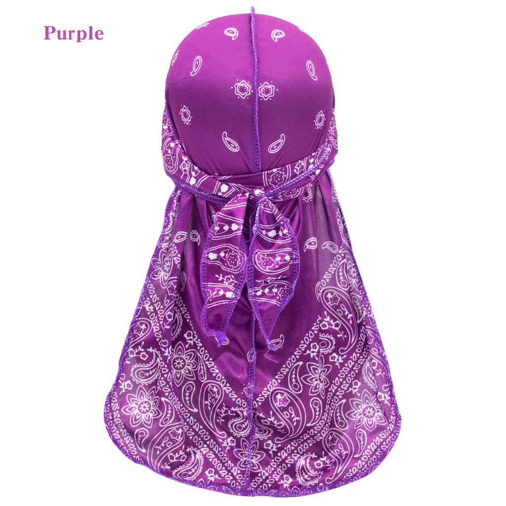 SongMay Wholesale Men's Custom Logo Silky Satin Soft Velvet Durags Bonnets Print Patterned Multifunction Outdoor Sports Europ