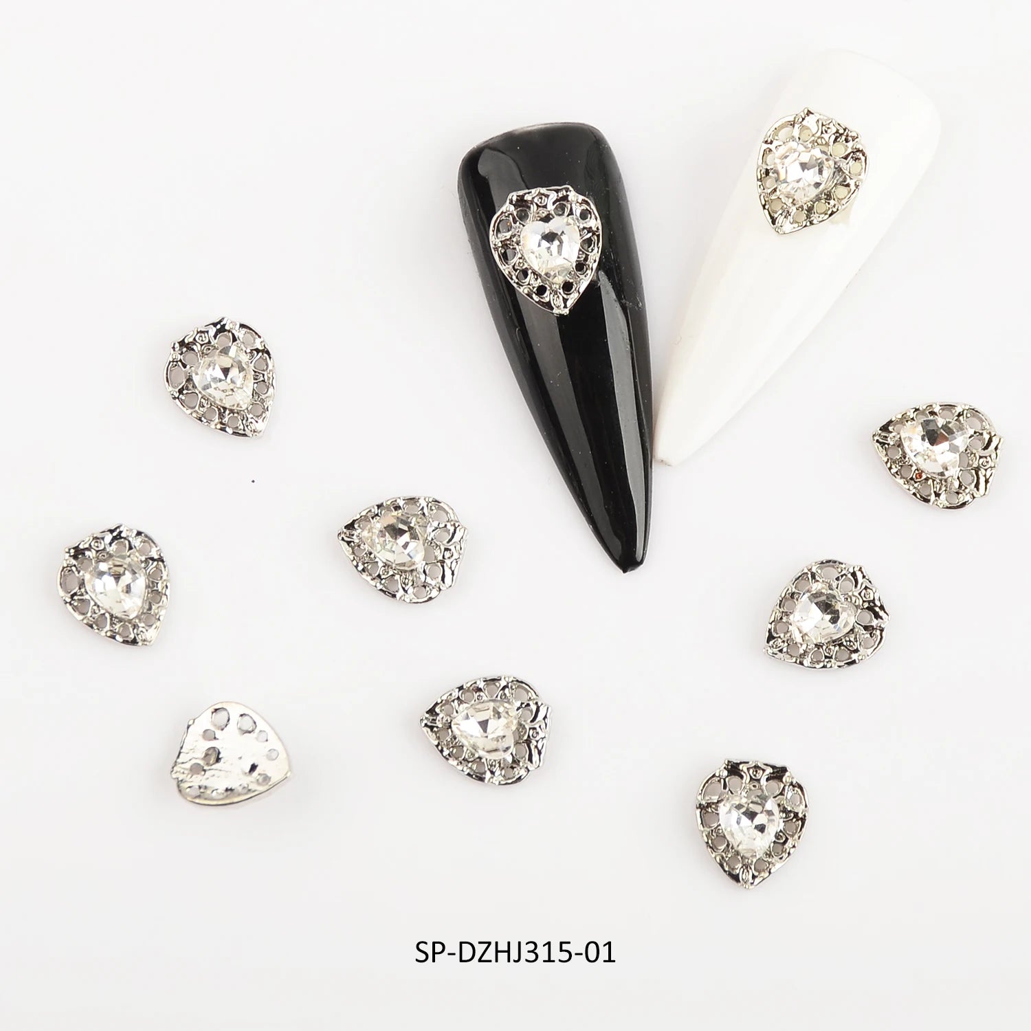 Heart Nail Art Big Rhinestones Decorations 3d Alloy Hollow Charms Nailart Supplies Nails Bling Accessories