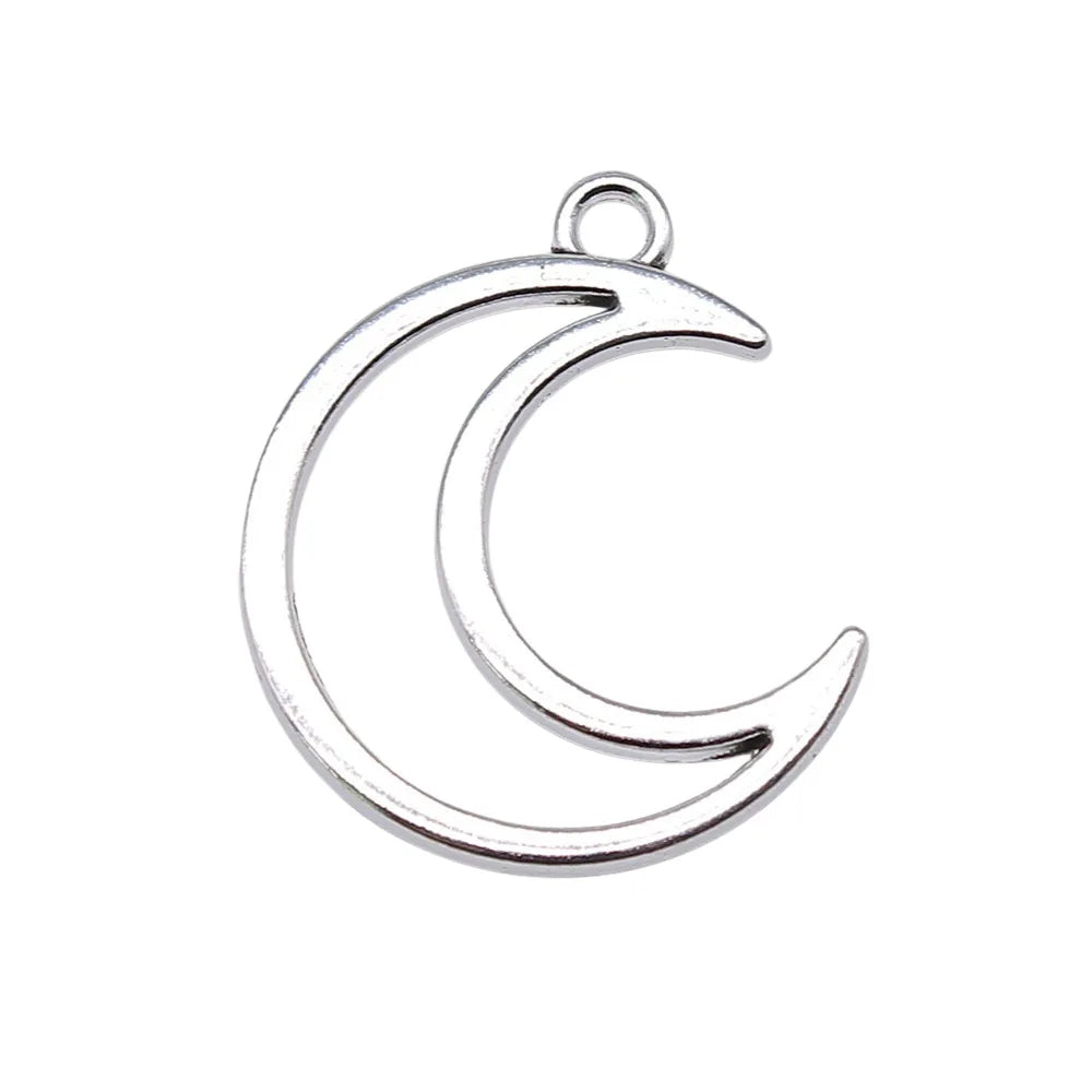 AA0160196 Moon Charms Antique Silver Color Pendant Fit Necklace Jewelry Making Round Charm DIY Jewelry Accessories 29*24mm