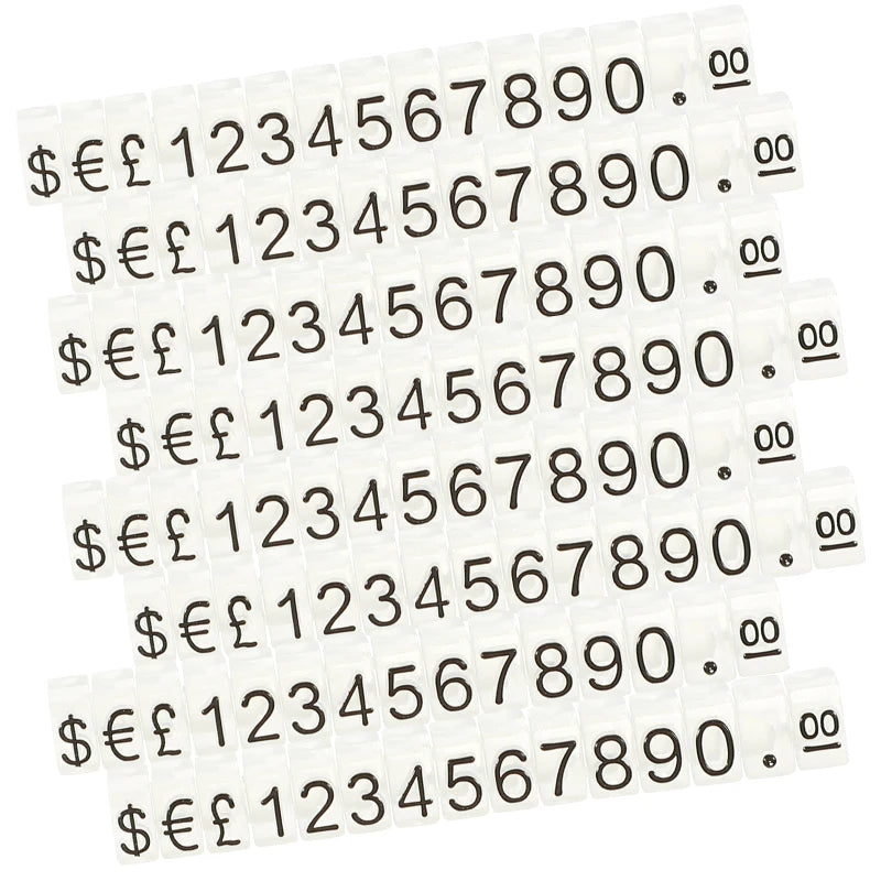 Luxury Mini Clear Plastic Price Tags 3mm Embossed Number Price Cubes Sticker Logo Jewelry Display Racks Shop Counters Yinlian