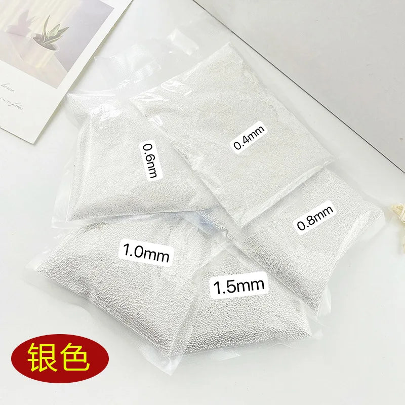 500g 3D Nail Steel Beads Gold Silver Metal Mini Steel Ball Caviar Bead 0.4-1.5mm Nail Art Accessories Tools