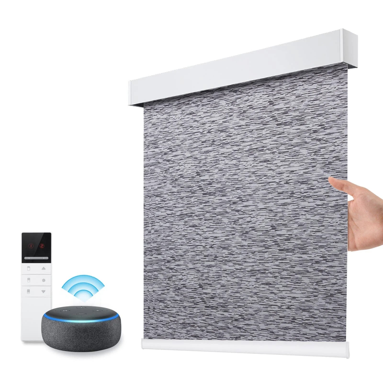 Motori Blackout Window Blinds Custom Blind in Linen Remote Control Rechargeable Roller Shades Blinds for Windows 36W*72H