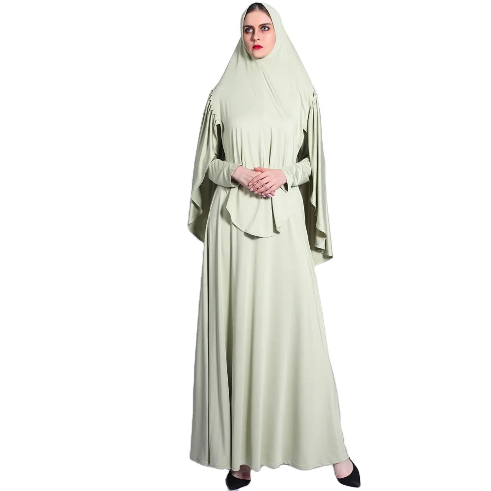 2026 New Coming Pure Color 2 Piece Sets Islamic  Modest Dress Floor Length Women's Jilbab for Ramadan