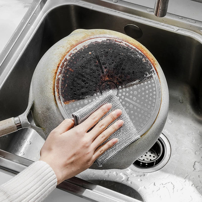 Multipurpose Wire Dishwashing Rags for Wet and Dry Non Scratch Wire Dishcloth Scrubbing Wire Dishwashing Rags for Washing Dis