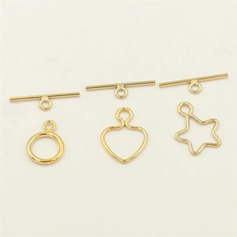 Non Tarnish GF 14K Gold Filled Heart Star Toggle Ring Bar Clasp for Necklace Bracelet Jewelry Making Findings Accessories