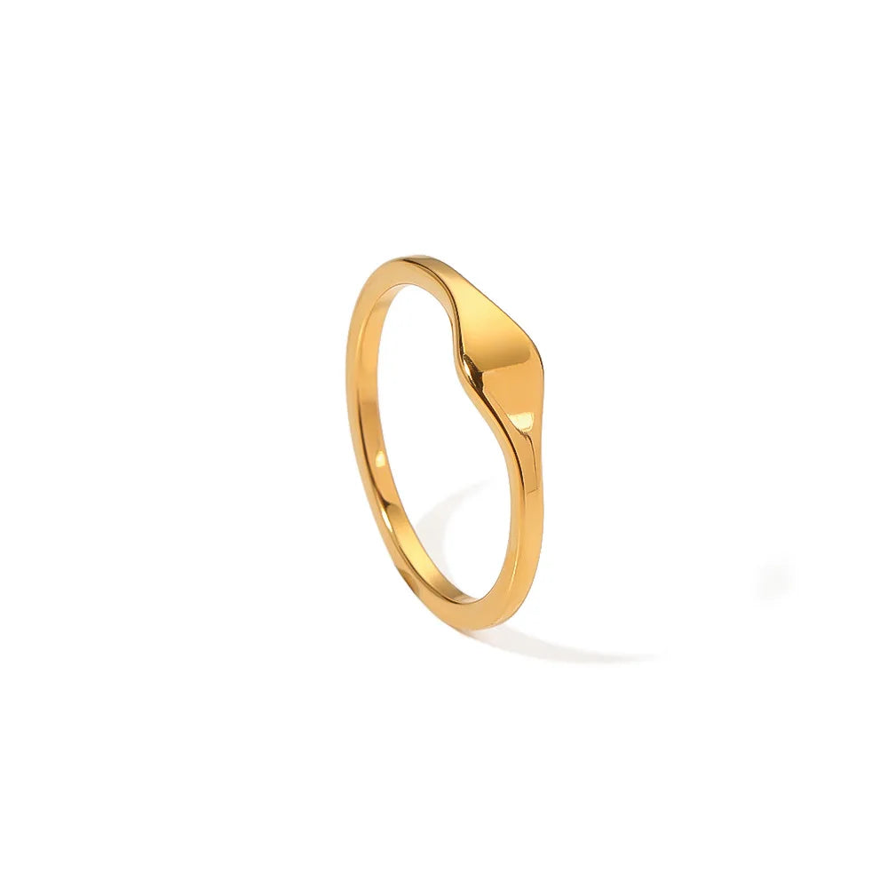 Women's 18K Gold Plated Pinky Rings New Trendy Irregular Geometric Card Setting Stainless Steel Jewelry Wholesale