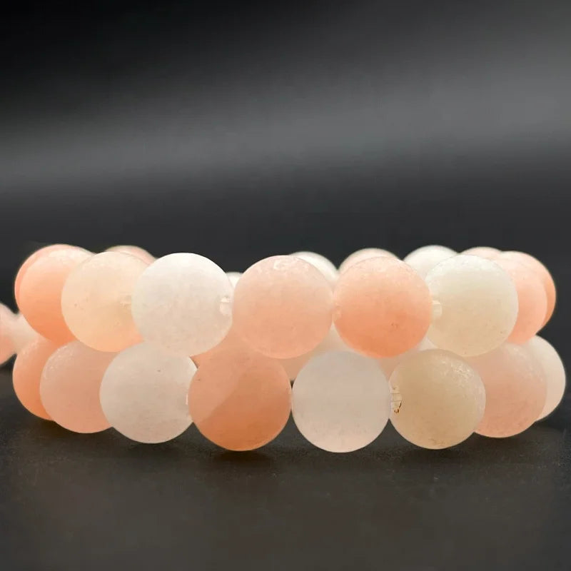 Natural Matte Round Gemstone Loose Beads for Jewelry Making Pink Peach Aventurine Diy Bracelet Necklace Beaded
