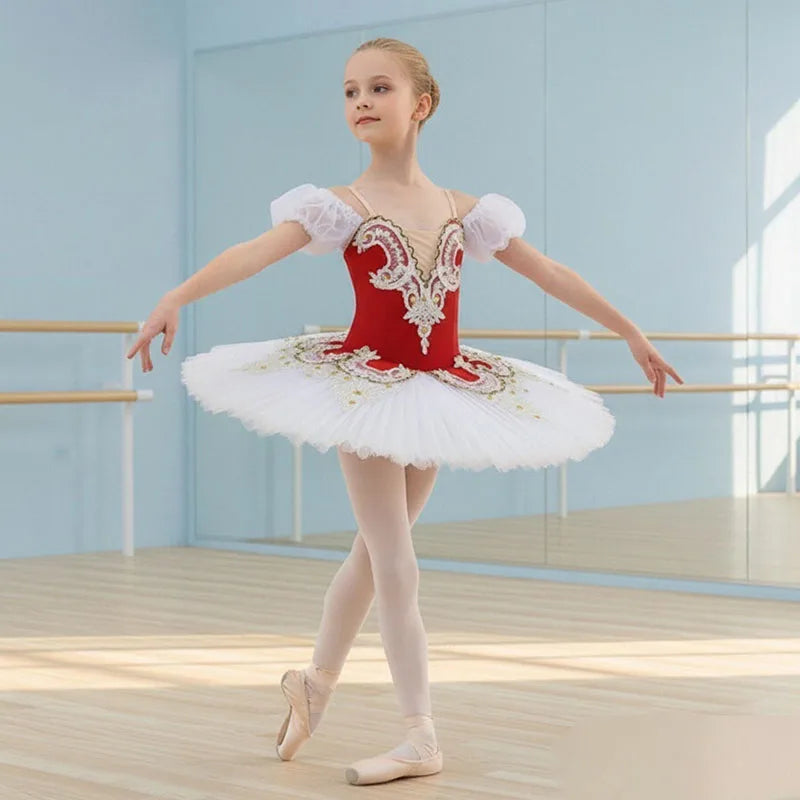 Ballet Leotards for Girls with Platter Tutu Professional Hard Organdy Camisole Skirt Swan Lake Feather Hem Dancewear