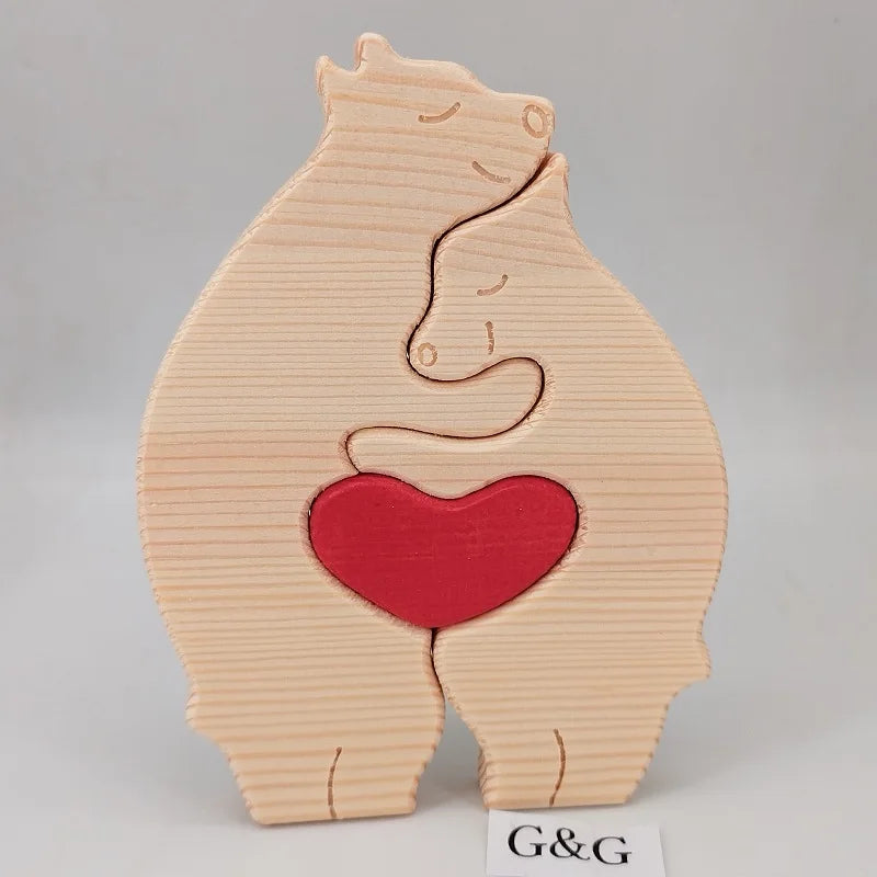 Wholesale Wooden Bear Family Puzzle Home Decoration Mother's Day Gift Indoor Table Decor Gift Wooden Bears Family
