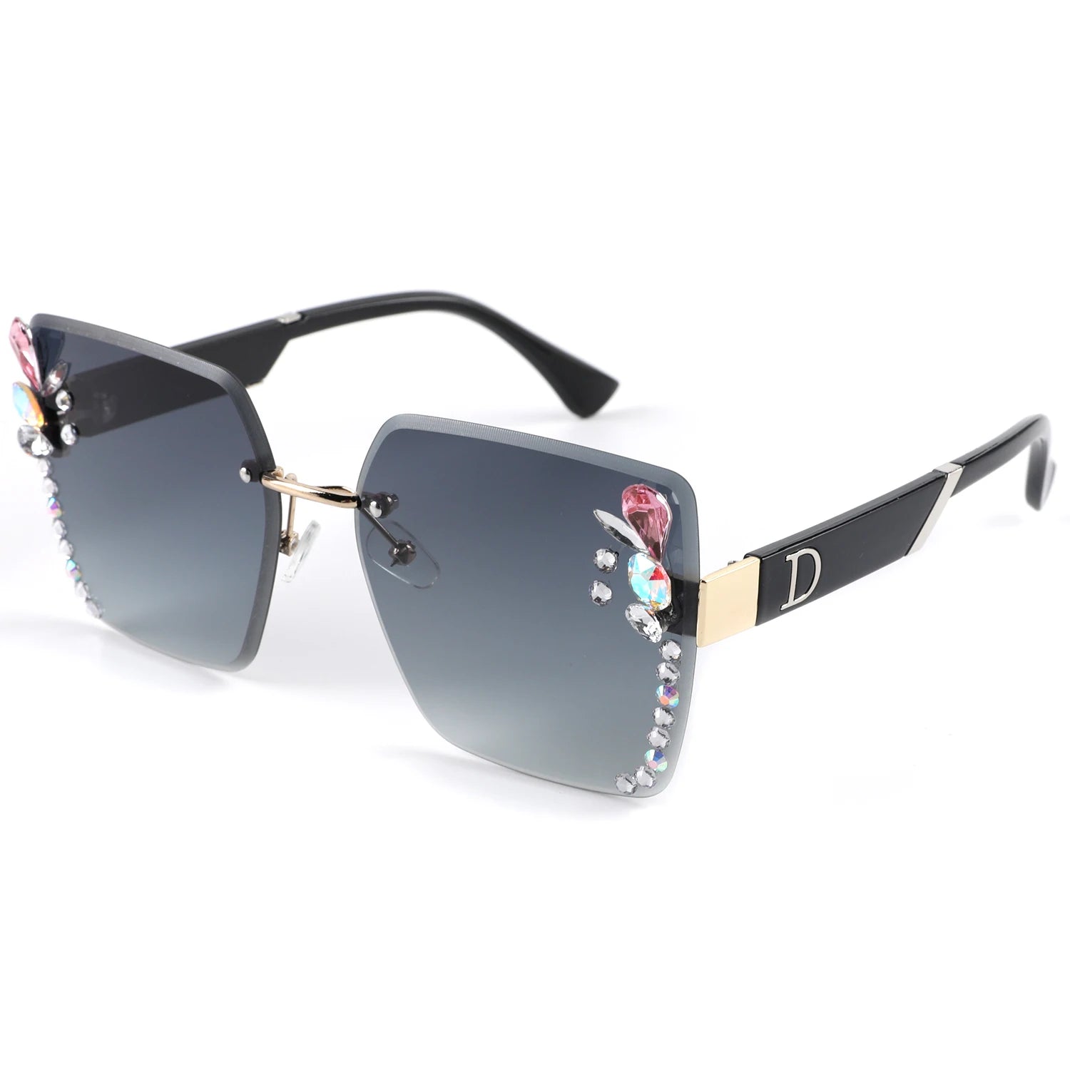 2024 New square Frame Sunglasses Fashion Sunglasses Men's and Women's Full Frame Sunglasses Trend Color Diamond Wholesale