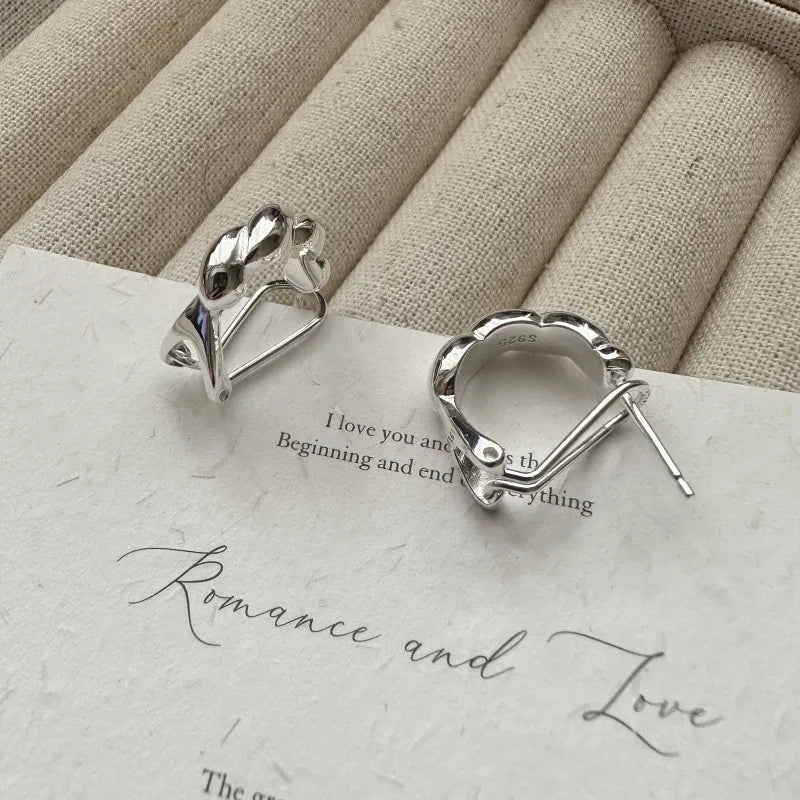 Huggie Hoop Earring  925 Sterling Silver Fine Jewelry Chunky Middle Size Croissant Earring