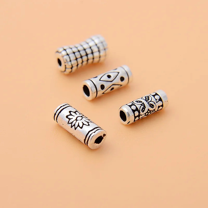 Retro 925 Sterling Silver Black Engrave Flower Bucket Charm Beads for Jewelry Making Accessories Supplies