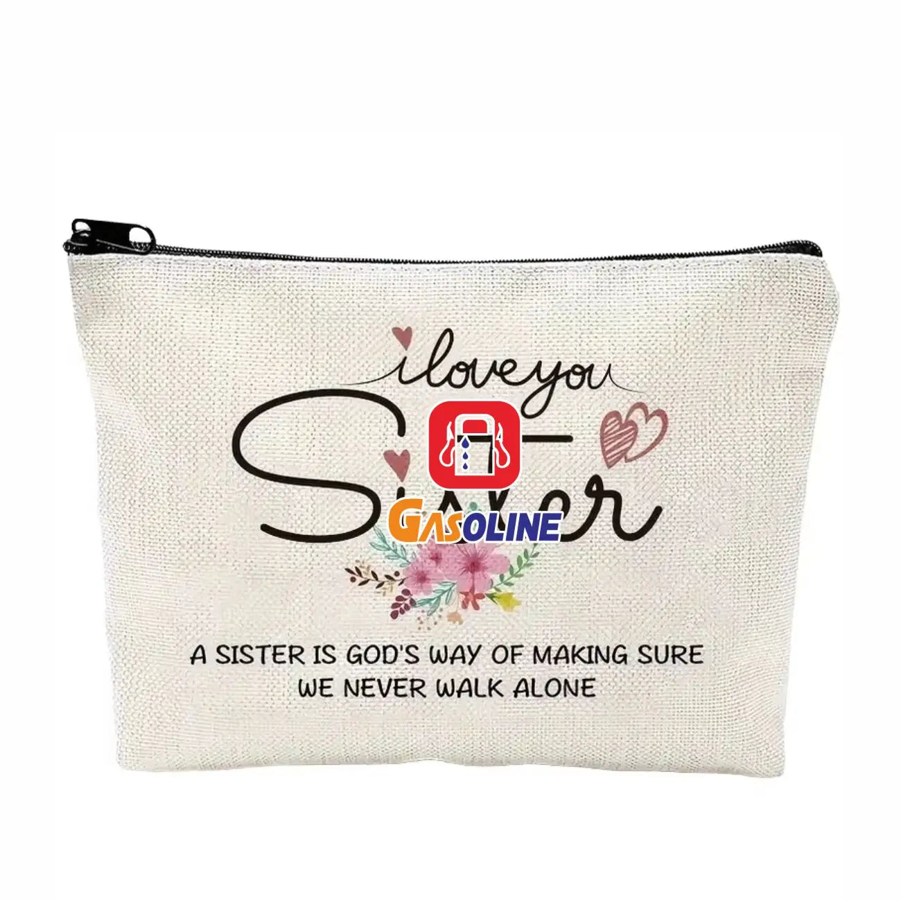12 Oz Custom Logo Printing Eco Friendly Canvas Zipper Travel Cosmetic Pencil Case Packing Pouch Natural Cotton Canvas Makeup 