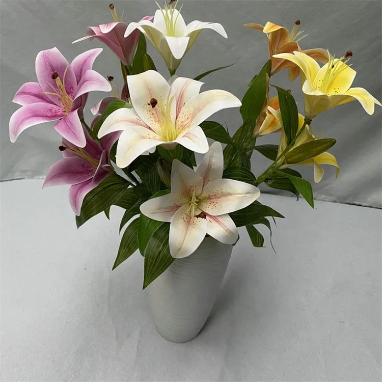 Factory Wholesale T-0545 New Artificial 3D Small Single Lily Flowers Wedding Home Decoration Ornaments Christmas Occasion