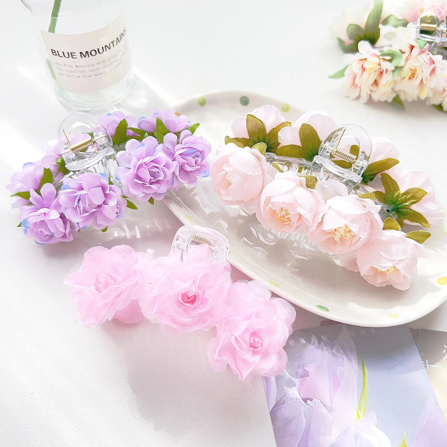 Women Holiday Headwear Decoration Artificial Floral Hair Clip Hawaiian Flower Hair Claw