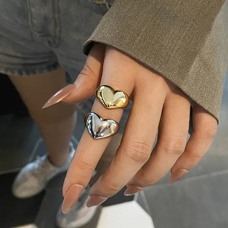 Lateefah OEM  Korean Elegant Party Jewelry Couple Gifts Heart Ring for Women Men Y2K Trendy Ring