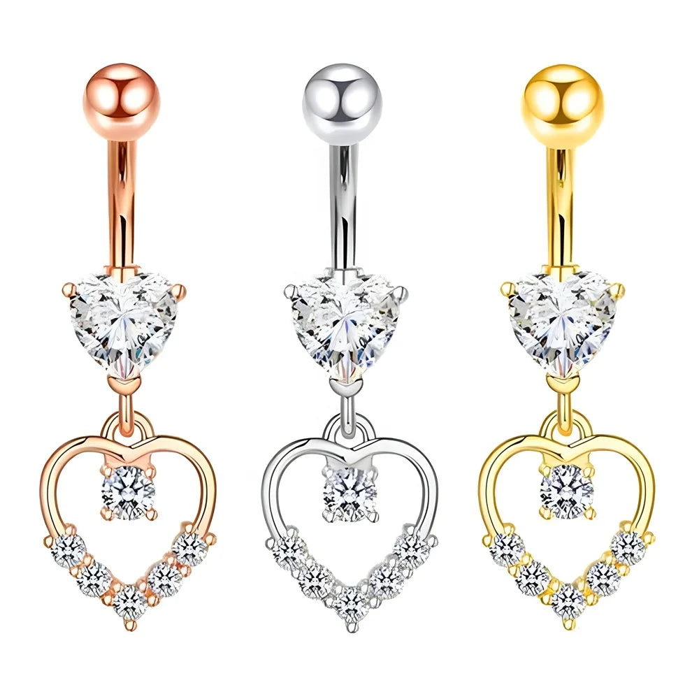 Stainless Steel Crystal Belly Button Piercings Women Trend Piercing Jewelry Zircon Dangle Navel Rings