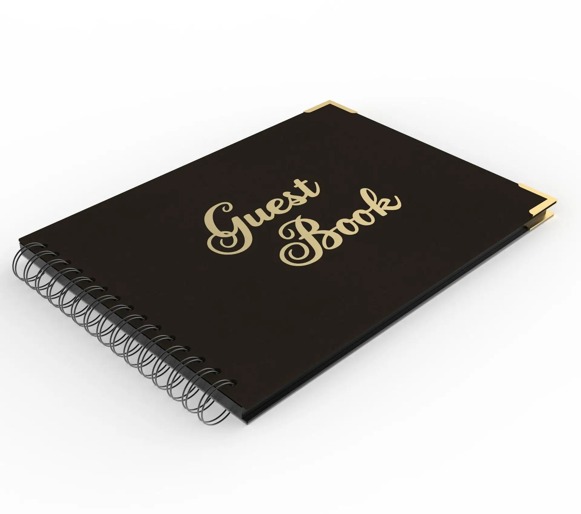 Ready to Ship Visitor Guest Book Spiral Notebook Wedding Guestbooks 82 Pages with Gold Foiled