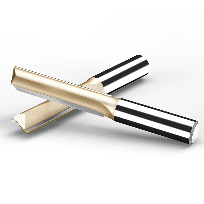 HUHAO 1/2 and 1/4 Inch Shank Two Flutes Straight Cutter Tungsten Wood Router Bit British System for Woodworking Milling Cutte