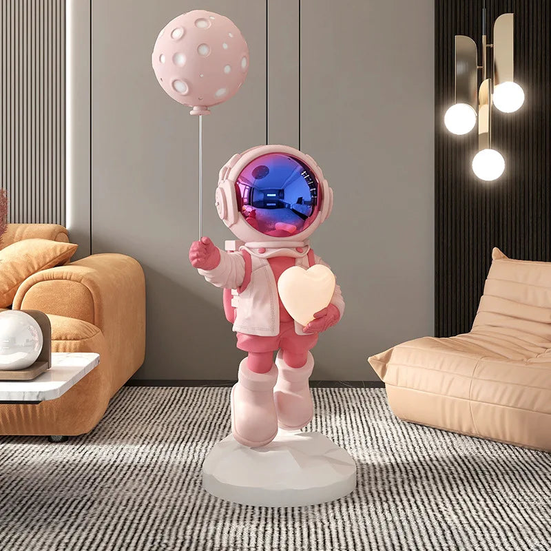 2022 Wholesale Home Decor Life Size Pink Astronaut Tray New Style Spaceman Sculpture Astronaut 1.1m With Balloon
