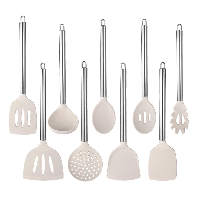OEM ODM Premium Stainless Steel Handle Silicone Kitchen Utensils  Durable  Cooking Tools Kitchenware Cocina