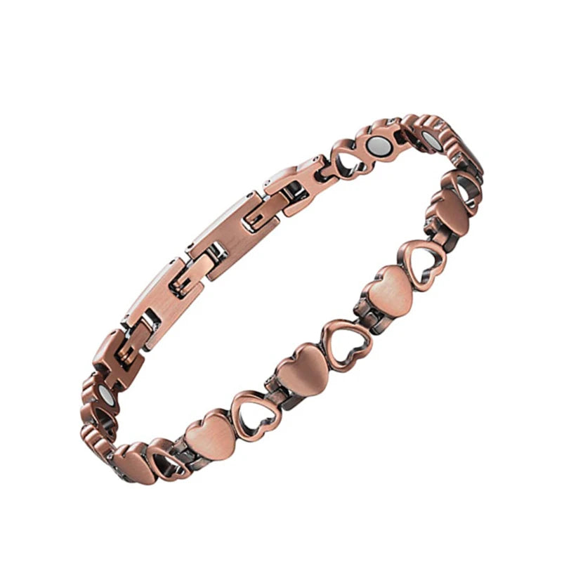 Pure Copper Magnetic Therapy Heart Bracelet Fashionable Magnetic Stone Bracelet in Couple Style