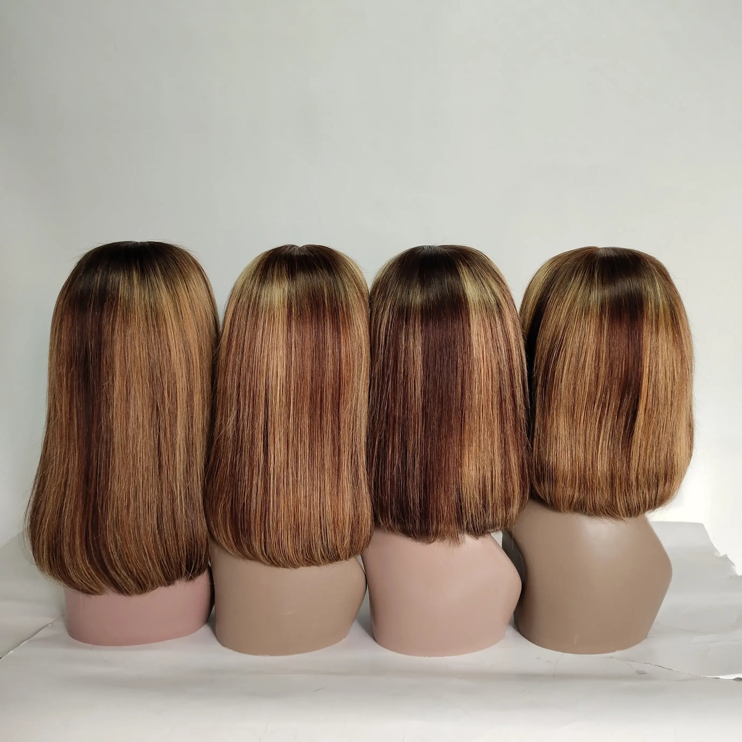 Wholesale Highlight Color Short Straight Bob Wigs Virgin Brazilian Human Hair HD Lace Frontal Wigs for Black Women