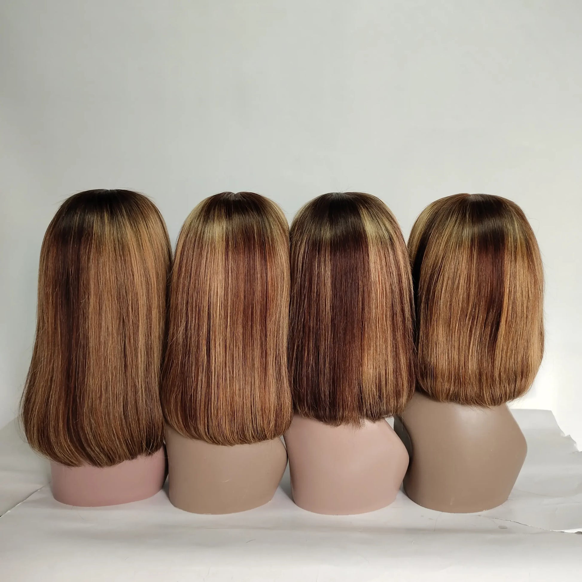 Wholesale Highlight Color Short Straight Bob Wigs Virgin Brazilian Human Hair HD Lace Frontal Wigs for Black Women