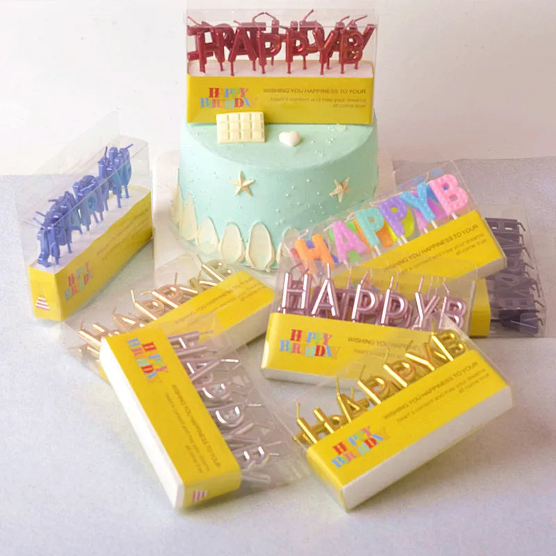 2023 Wholesale Smokeless Metallic Gold Color Happy Birthday Cake Candles Party Decoration Supplies New Alphabet Birthday Cand