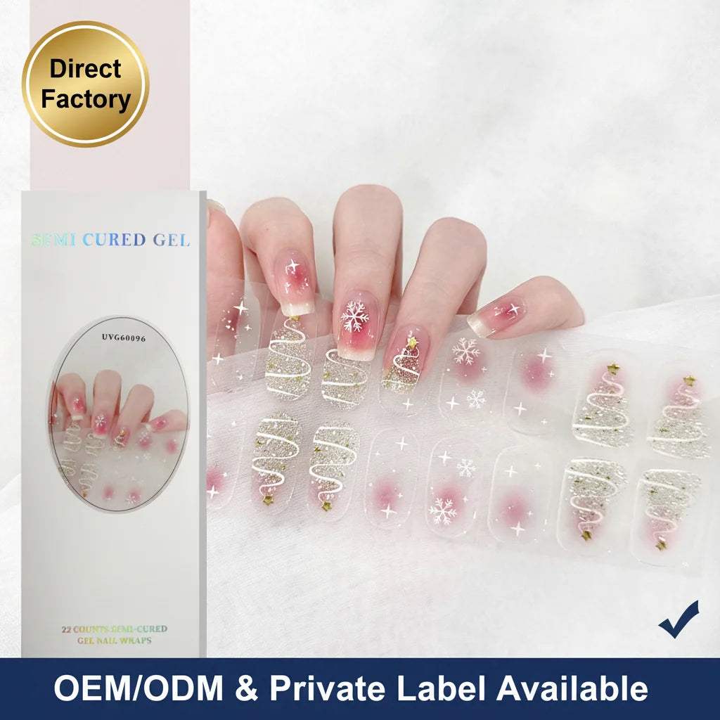 Wholesale Custom DIY Waterproof 3D Nail Art Wraps Matte Sticker Eco-friendly Decals Strips Semi-Cured Gel Polish