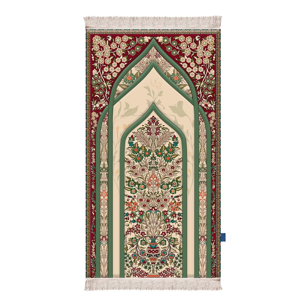 Modern Islamic Prayer Rug Muslim Embroidery Pattern Animal Print Polyester Kitchen Mat Cushioned Square Braided Design