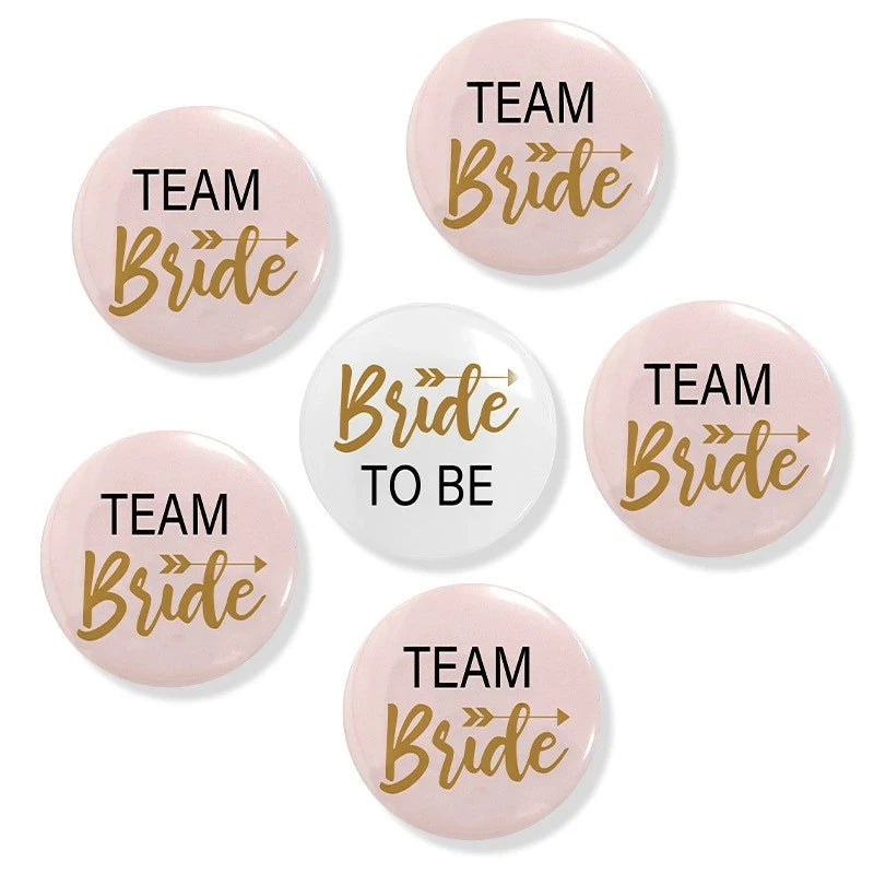 Bridal Buttons Wedding Party Button Pins Bridesmaid Pins Team Bride Pins Bachelorette Party Supplies