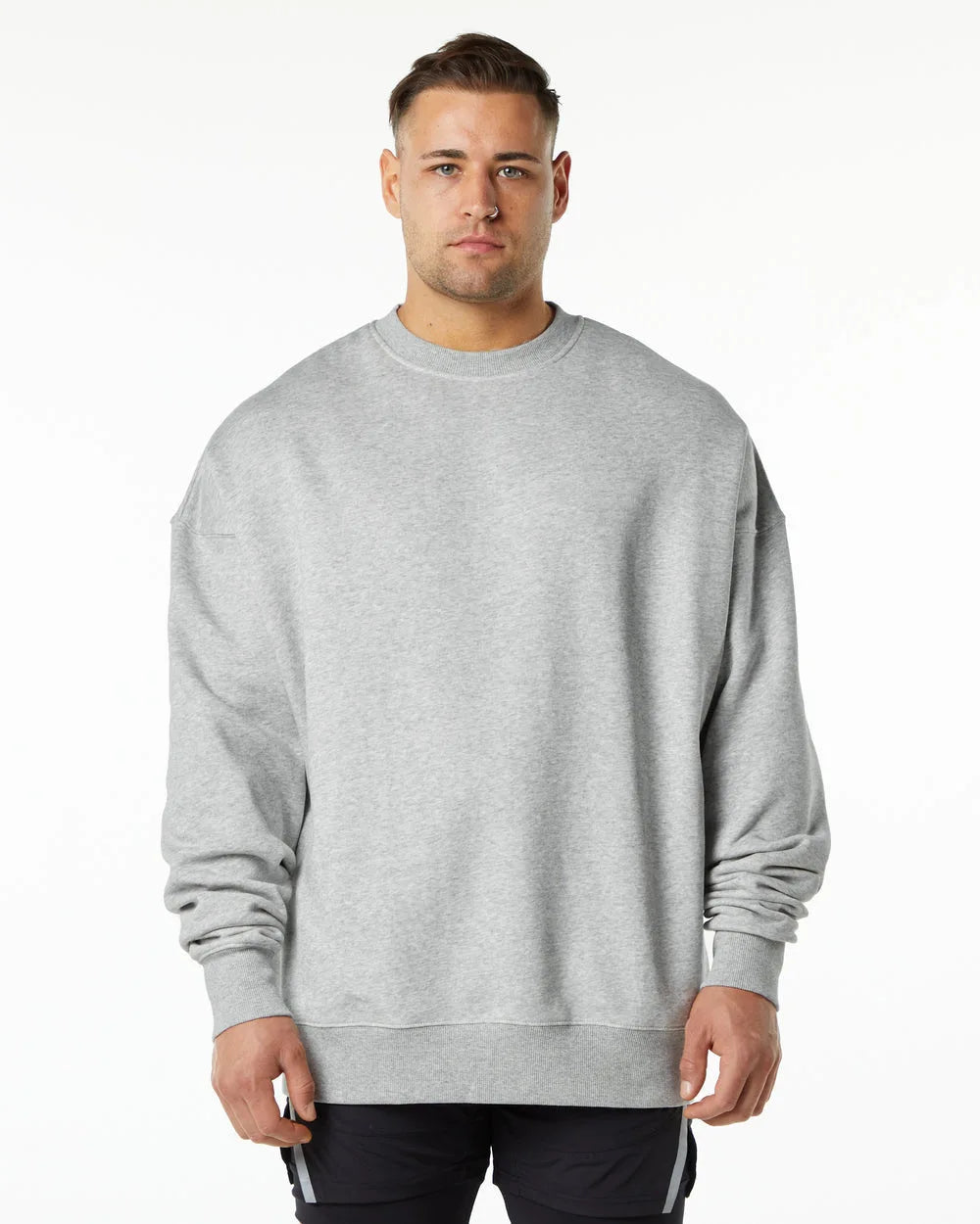 Winter 400G Heavyweight Warm Fleece Drop Shoulder Cotton Oversize Blank Pullover Custom Logo Crew Neck Sweatshirt for Men