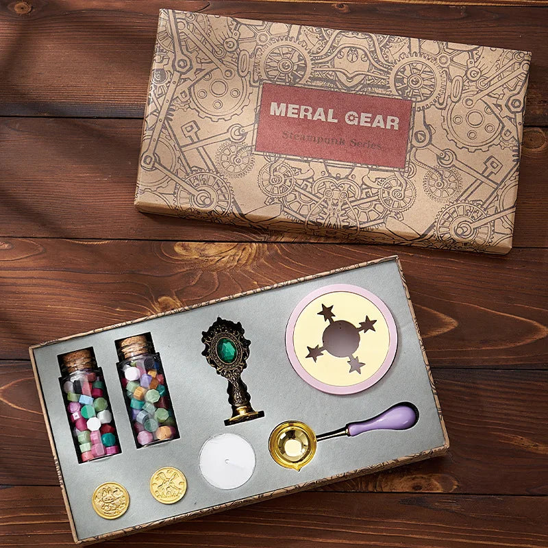 Vintage Wax Seal Stamp Set DIY Craft Sealing Tool Wedding Invitation Envelope Decoration Gift Packaging Supplies Kit