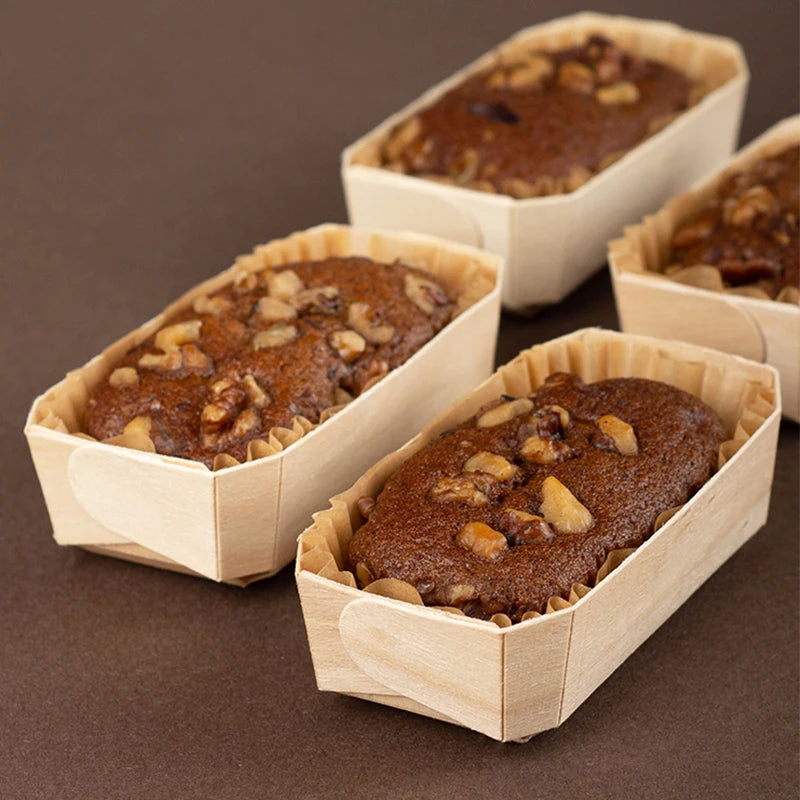 Disposable Wooden Baking Cake Tools Fruit Food Basket Baking Pan Tray Bread Loaf Pans Wood Baking Mold Tool