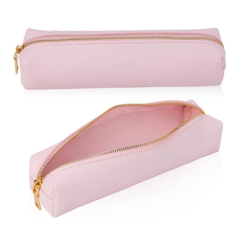 Personalized Small PU Leather Pencil Case Bag with Zipper Pen Storage and Cosmetic Makeup Box