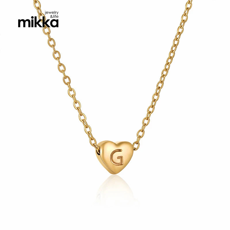 Tiny 18K Gold Plated Initial Necklace Women Girls Personalized Letter Alphabet Heart Pendant Choker Necklace Girls