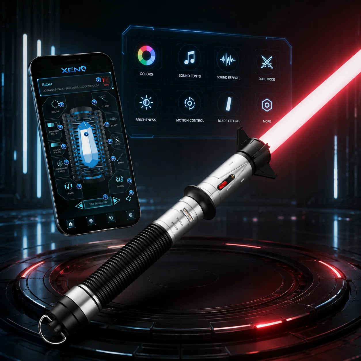 Baylan Skoll Lightsaber XenoV4  Neopixel Metal Hilt Heavy Dueling Smooth Swing Infinite Color Changing RGB Pixel Blade