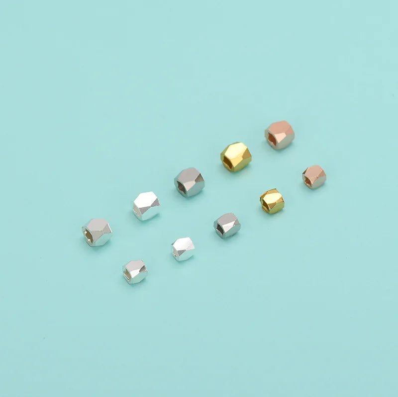 Hot Sale 3mm Small 925 Sterling Silver Polished Polygon Charm Beads for Jewelry Making Accessories Supplies