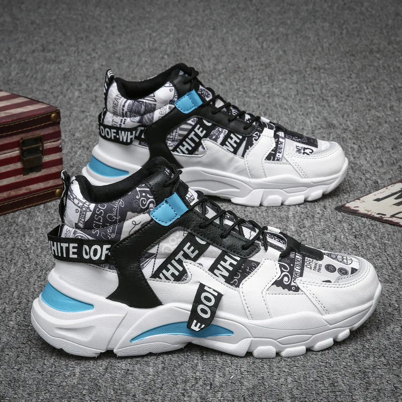 High Top Men's Sports Shoes Youth Thick Soled Old Daddy Shoes Fashion Breathable Lace up Causal Sneakers for Men