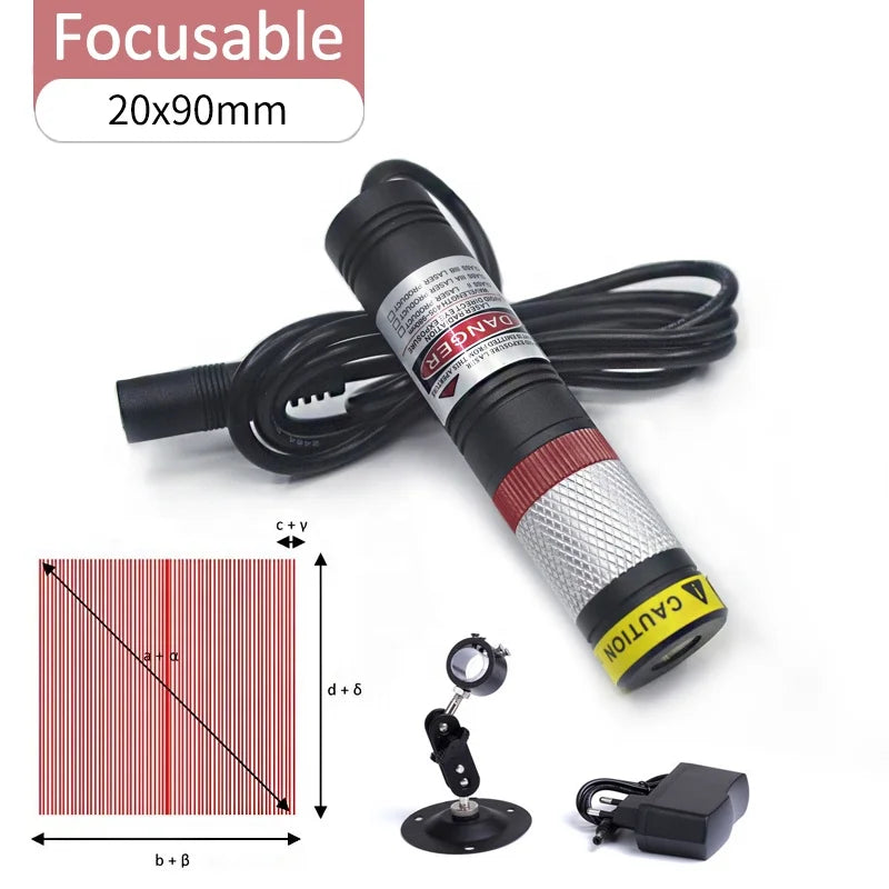 Customized DOE 65 Lines Waterproof D20X90mm 638nm Red Laser Module for Positioning 0.5~50mw Through the Adjustable Potentiome