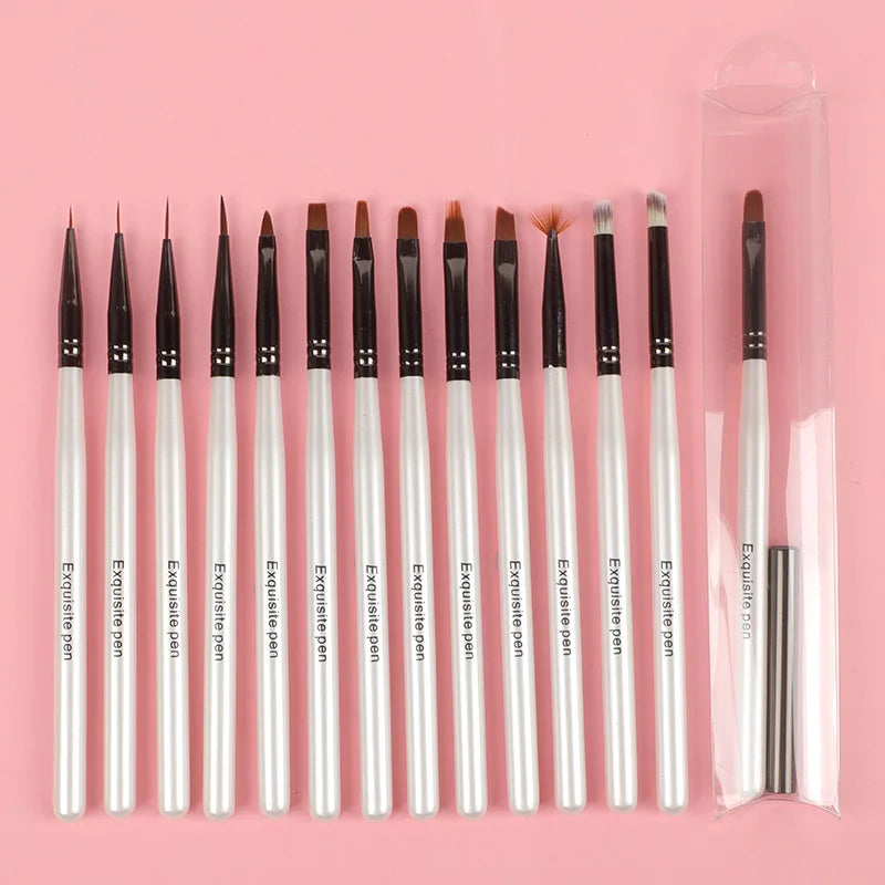 Professional Nail Extension Gel Brush Wooden Handle Private Label Manicure Art Painting Drawing Design Brushes