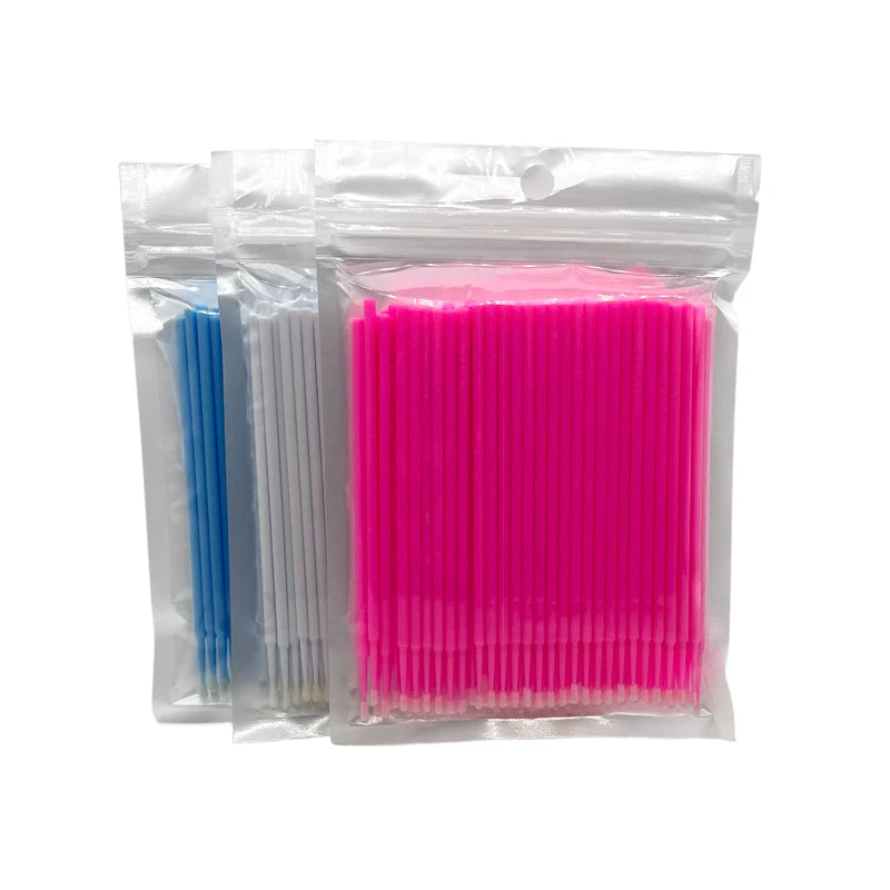 Professional Disposable Cotton Mini Black Plastic Oral Extension Swab Brush Glitter Eye Lash Microbrush Micro Stick Wand Dent