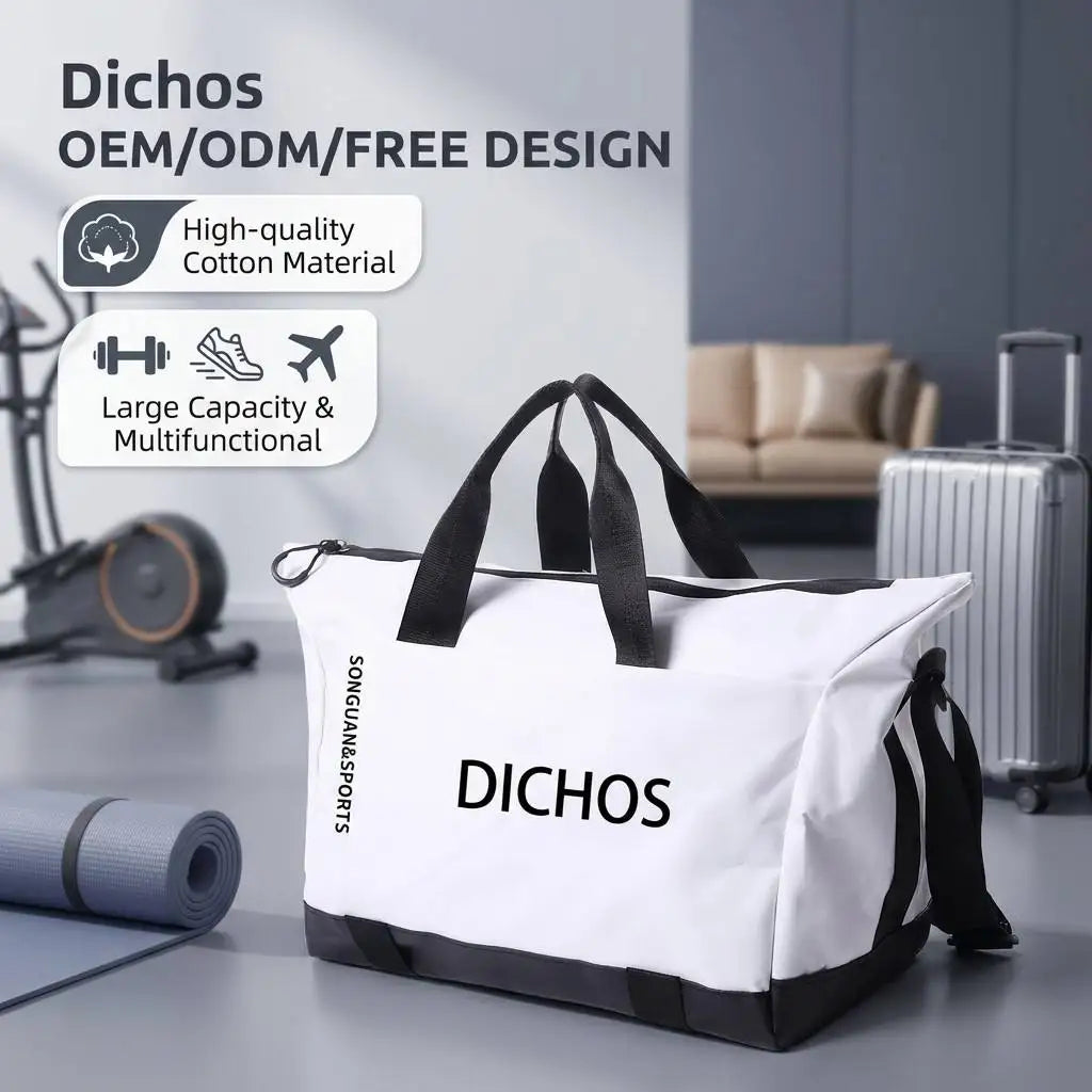 DICHOS Unisex Polyester Large Duffle Bag Durable Fashion Waterproof Customizable Travel Sports Fitness Custom Logo Zipper