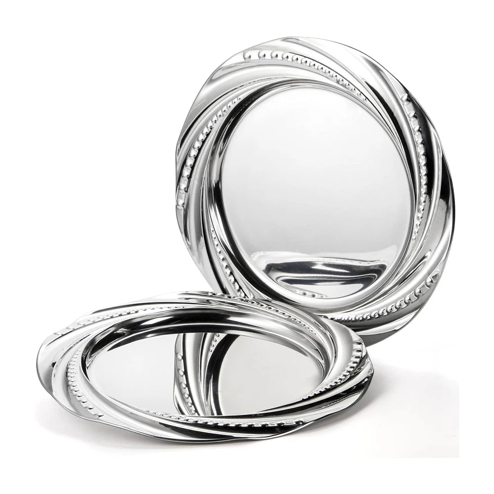 12inch 13inch Luxury Dinnerware Gold Polished Plant Pattern Spiral Stainless Steel Charger Plates for Wedding Home