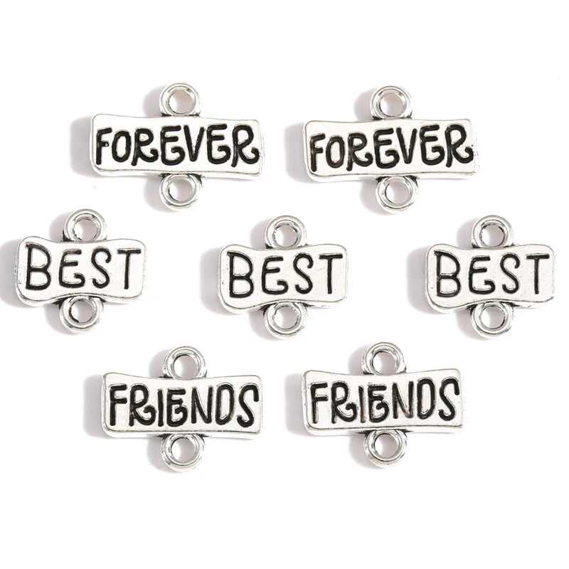 100pcs/bag Antique Silver Plated Alphabet Forever/Friends/Best Charm for Bracelet Jewelry Accessories Making S226/S227/S228