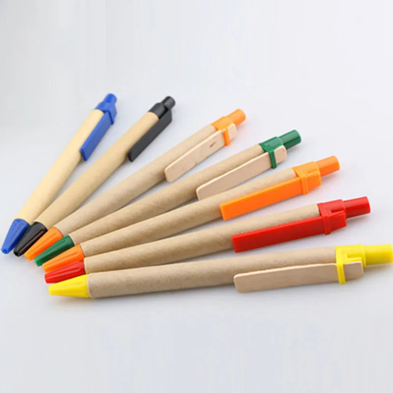 Eco Promotional Kraft Paper  Ball Pen Recyclable Custom Logo Cheap Ballpoint Pens for Office and School